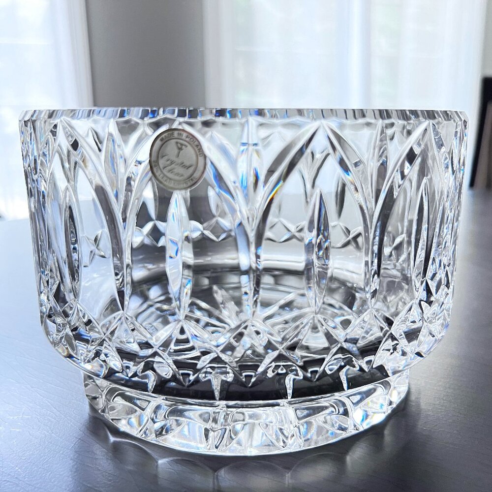 Vintage Crystal Clear 24% Lead Crystal ASTOR Footed Bowl Made in Poland NIB